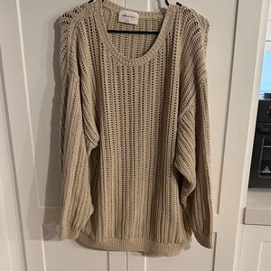 Wilfred Tan Open-Knit Sweater